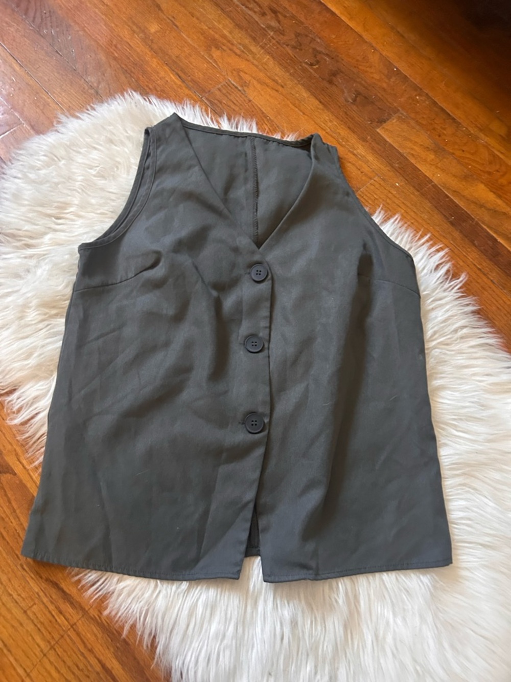 Women's Slate Grey Button Front Vest and Shorts Co-ord Set; Small - Picture 2 of 10